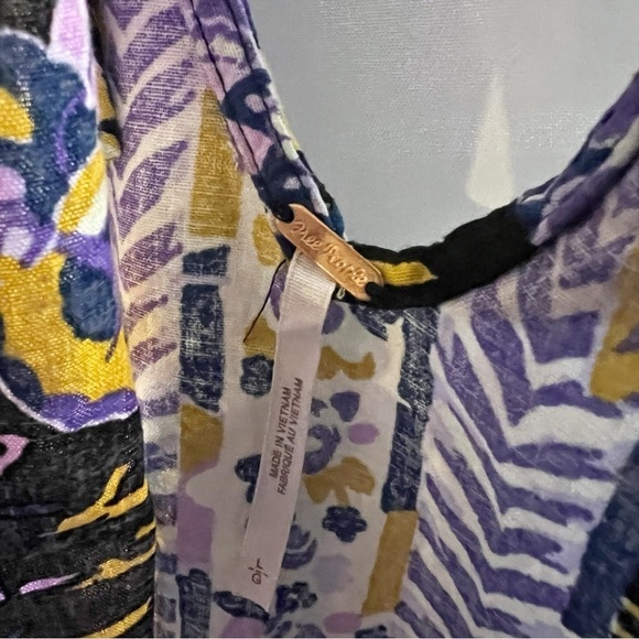 Free People Summer in Tulum Linen Blend Art to Wear Tunic Top Cottagecore Boho - Picture 4 of 7